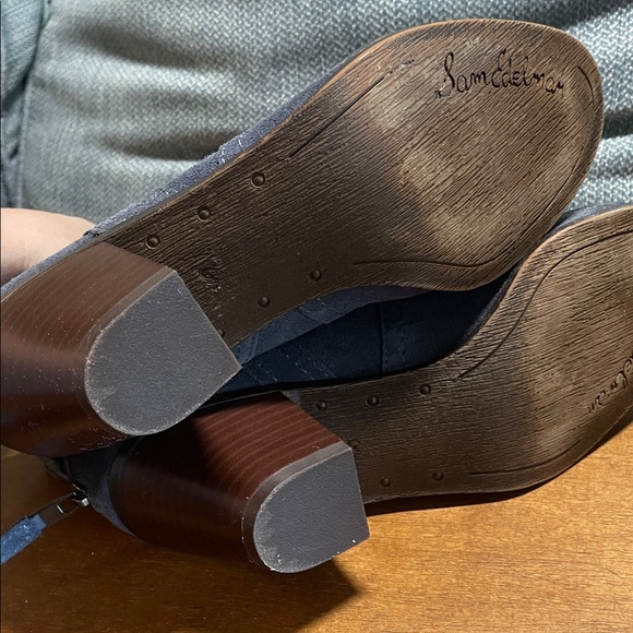 Sam Edelman Blue Suede Ankle Boots, blue suede shoes - Picture 4 of 12